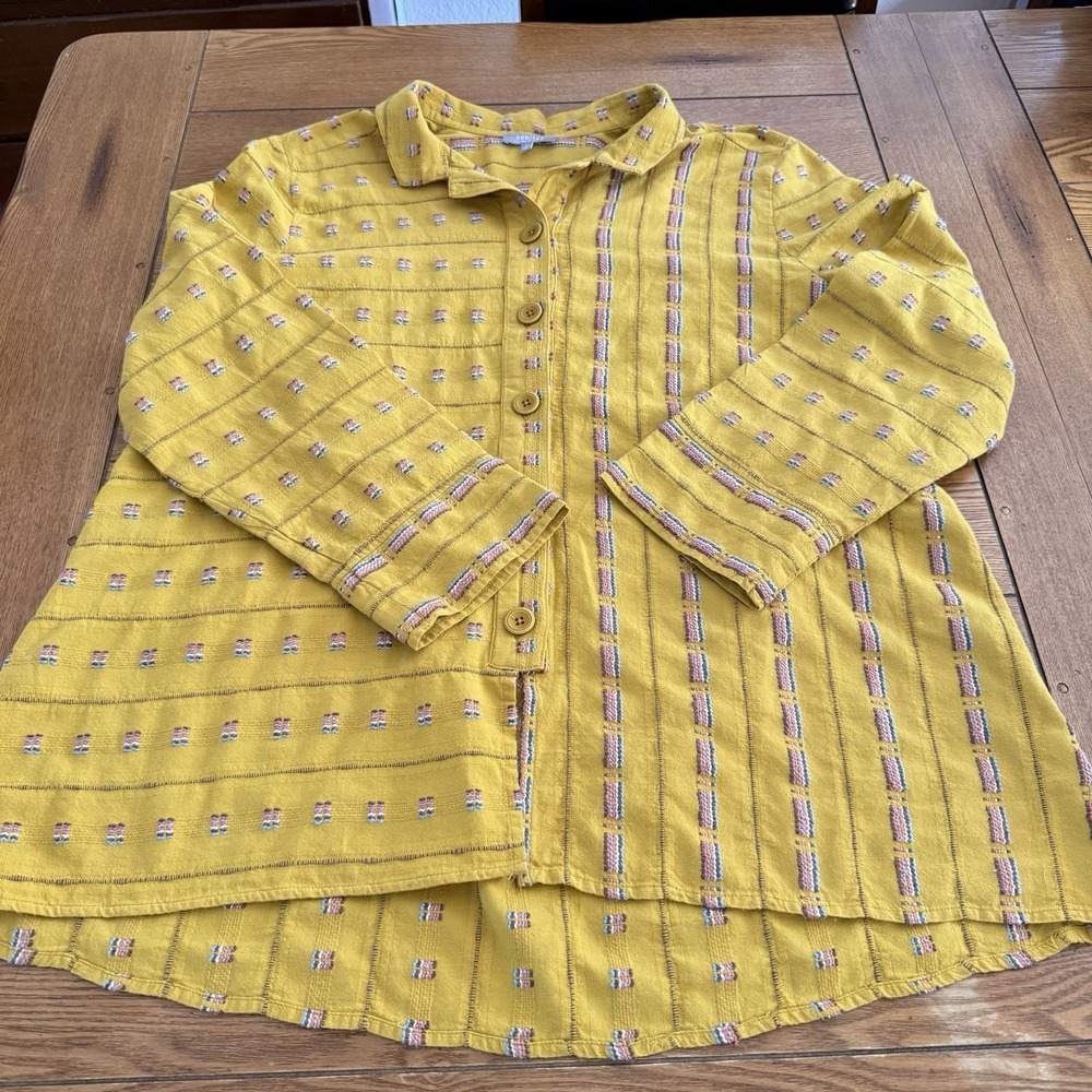 Habitat Clothes to Live in Women's Textured Button Shirt Sz L Lagenlook - Picture 11 of 11